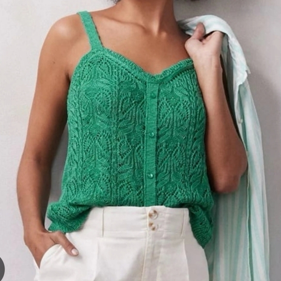 NWT LC Lauren Conrad | Green Pointelle Knit Sweater Tank Size XXL - Picture 2 of 7